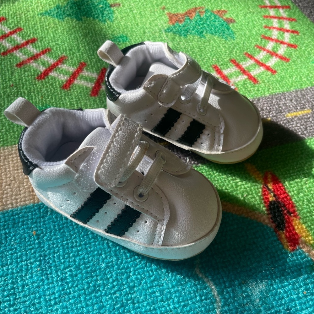 Newborn White and Black Sneakers